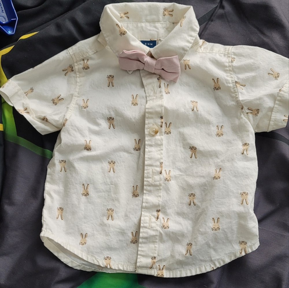 bunnies Button shirt with bunnies and a bowtie